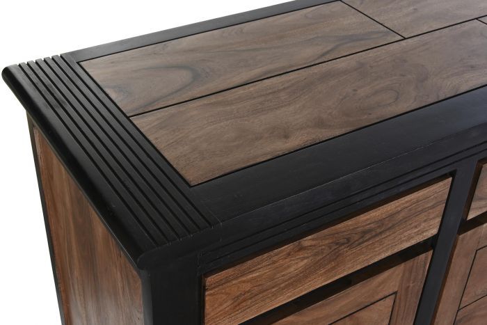 Aparador Vintage Madera Negro/Natural, 200 Cm