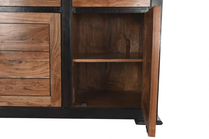 Aparador Vintage Madera Negro/Natural, 200 Cm