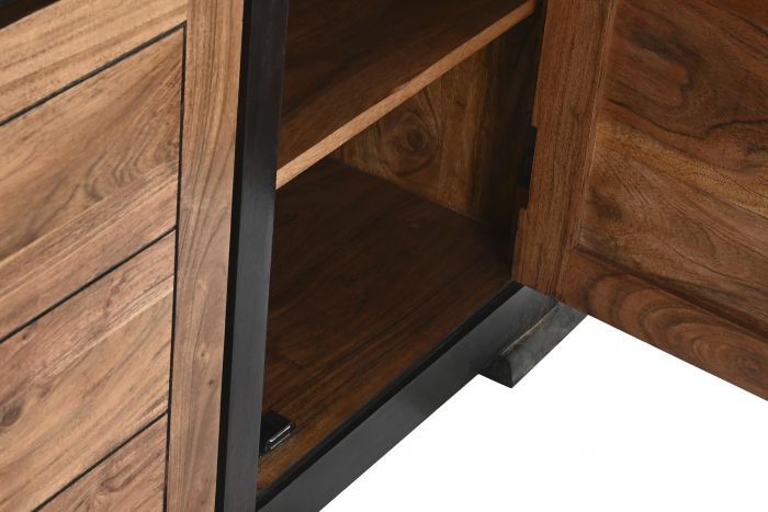 Aparador Vintage Madera Negro/Natural, 200 Cm