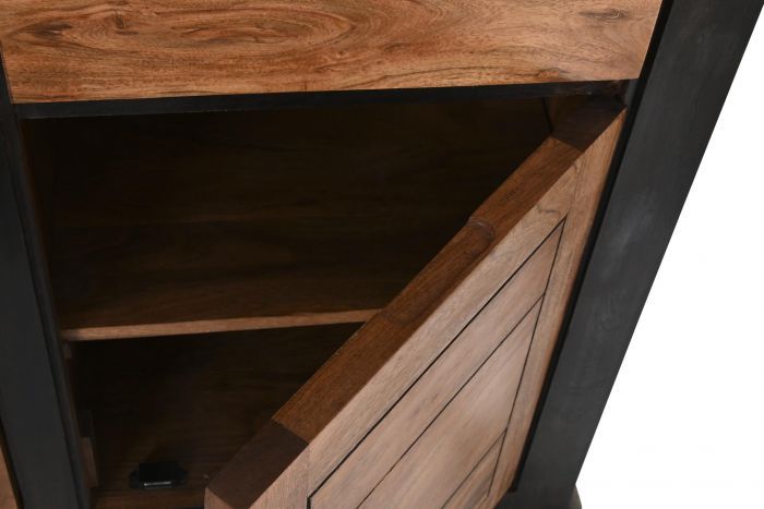 Aparador Vintage Madera Negro/Natural, 200 Cm