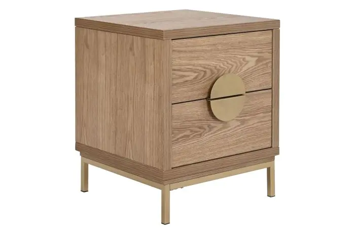 Mesita de Noche Dormitorio Moderna Madera Mdf Metal, 50 Cm