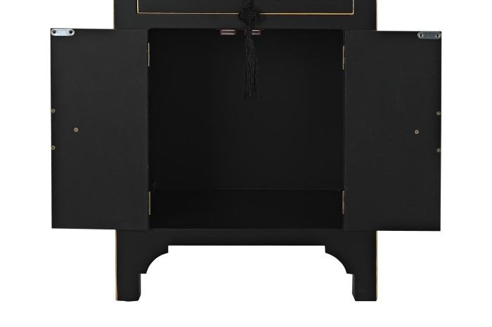 Mesita de Noche Oriental Color Negro Madera Abeto, 45 Cm