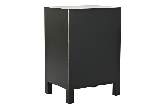 Mesita de Noche Oriental Color Negro Madera Abeto, 45 Cm