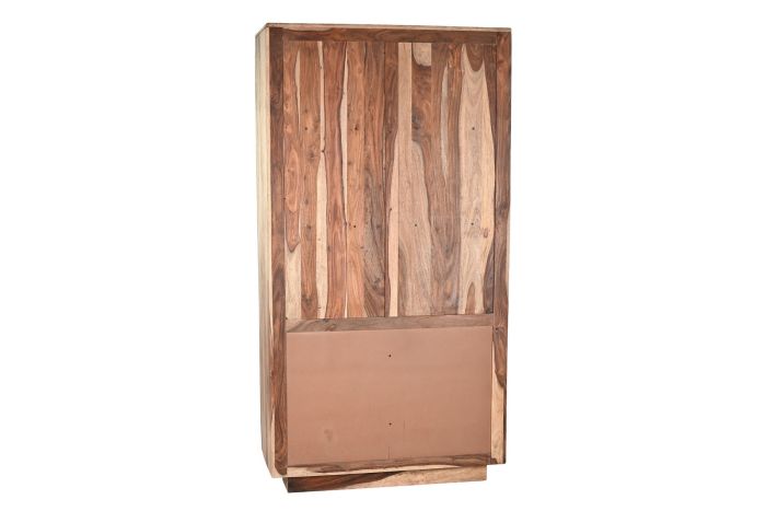Vitrina Cristal Madera Sheesham Marrón, 100X42X190 Cm