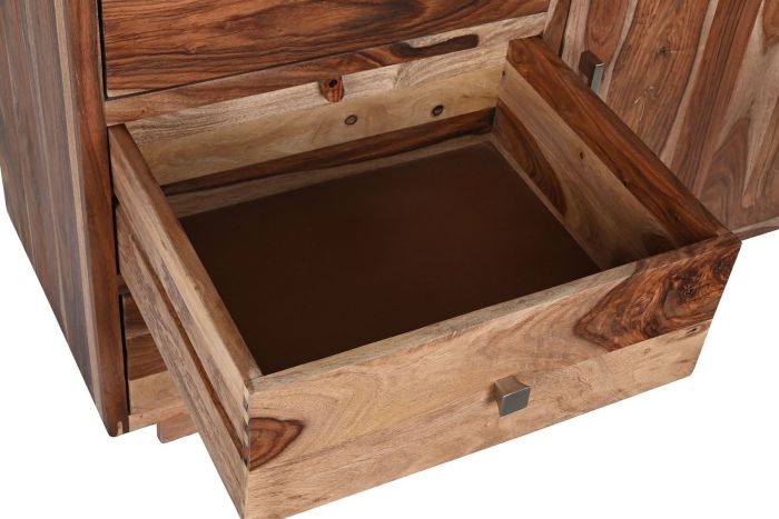 Vitrina Cristal Madera Sheesham Marrón, 100X42X190 Cm
