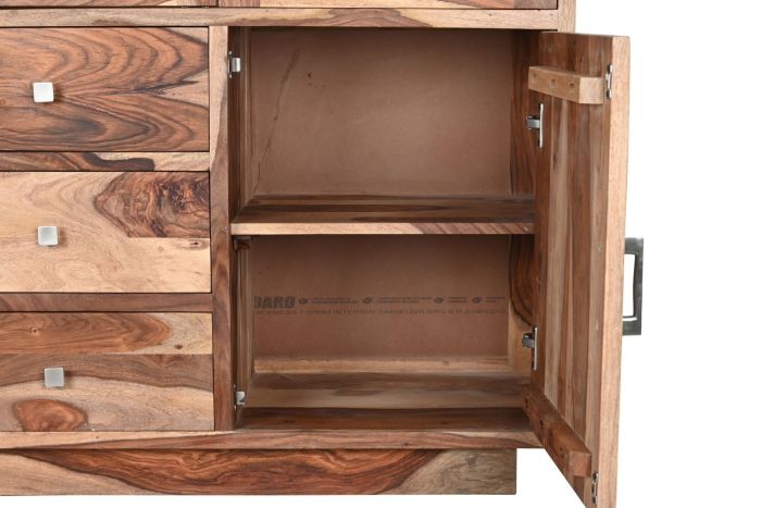 Vitrina Cristal Madera Sheesham Marrón, 100X42X190 Cm