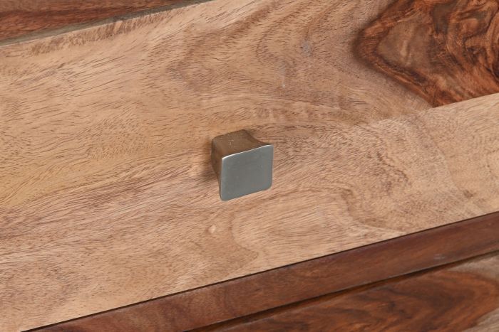 Vitrina Cristal Madera Sheesham Marrón, 100X42X190 Cm