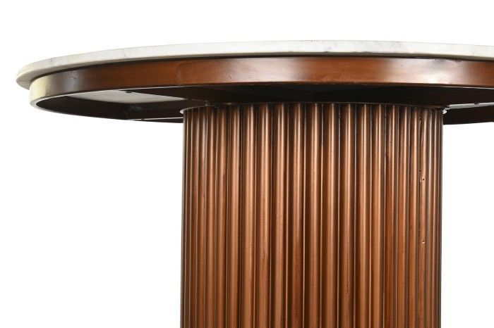 Mesa Comedor Mármol Blanco Metal Cobrizo, 110 Cm