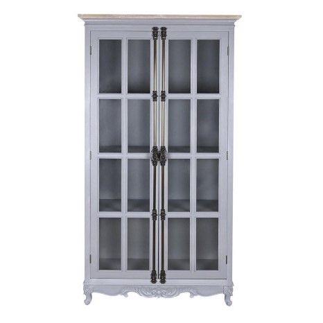 Vitrina Estilo Vintage Gris Madera Paulownia, 100 Cm
