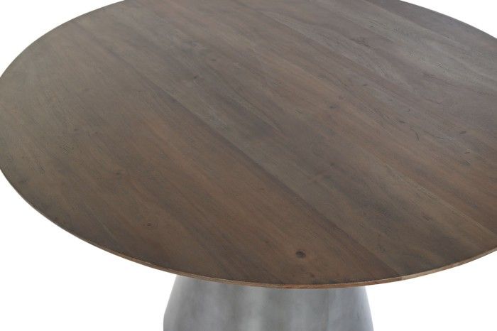 Mesa Comedor Estilo Industrial Madera Mango Plateado Acero, 120 Cm