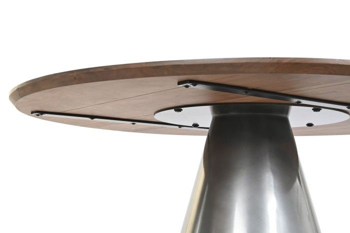Mesa Comedor Madera Mango Acero Plateado, 120 Cm