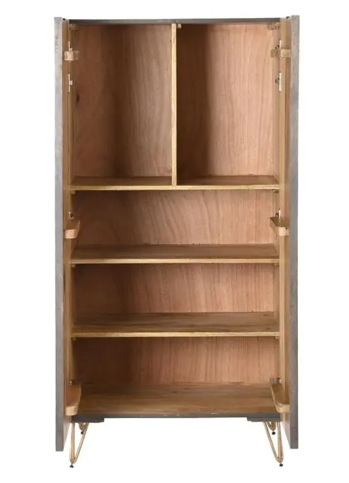 Armario 2 Puertas Madera Mango Metal, 70 Cm