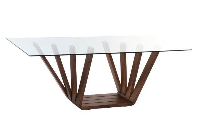 Mesa Comedor Estilo Moderno Cristal Color Nogal, 200 Cm
