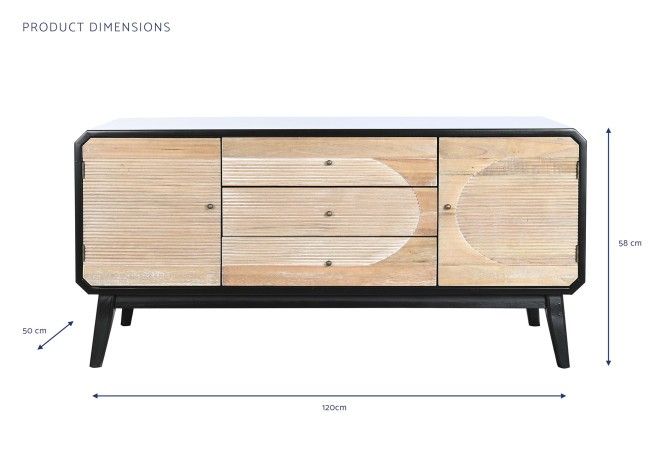 Mueble TV Madera 120X50X58 Negro