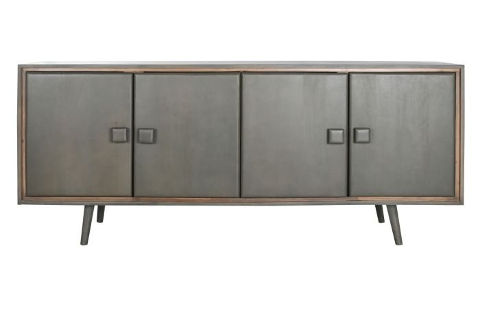 Aparador Estilo Industrial 4 Puertas Madera Jamun Gris, 177 Cm