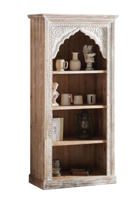 Estantería Étnico-Oriental Madera Abeto Blanco, 162 Cm