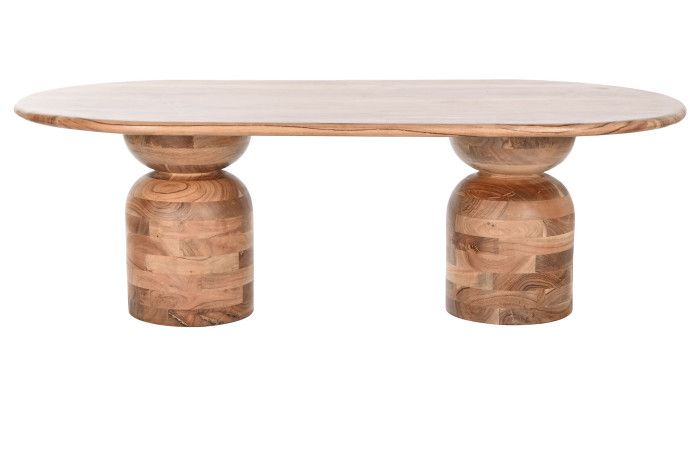 Mesa de centro nórdica moderna en madera de acacia marrón.