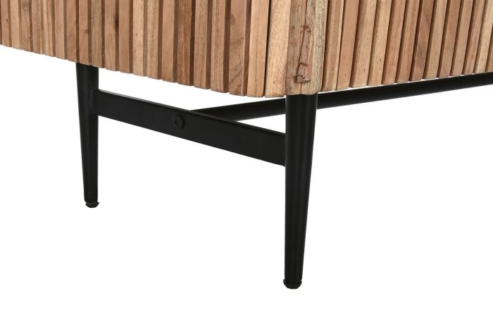 Mueble TV Madera Acacia Mármol Negro, 145X45X60 Cm