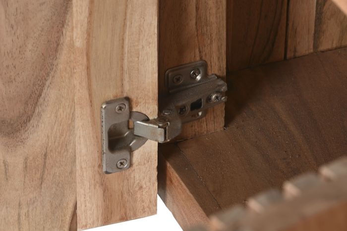 Mueble TV Madera Acacia Mármol Negro, 145X45X60 Cm