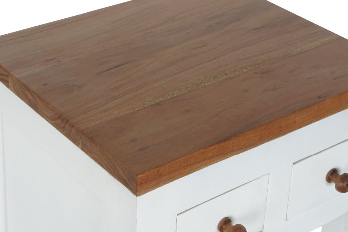 Mesita de Noche Madera Mango Acacia 45X40X60 Blanco