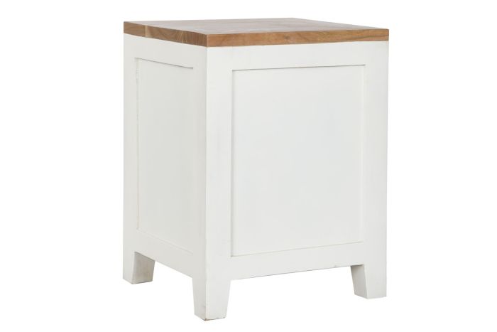 Mesita de Noche Madera Mango Acacia 45X40X60 Blanco