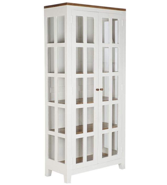 Vitrina Madera Mango Cristal, 90X40X190 Cm