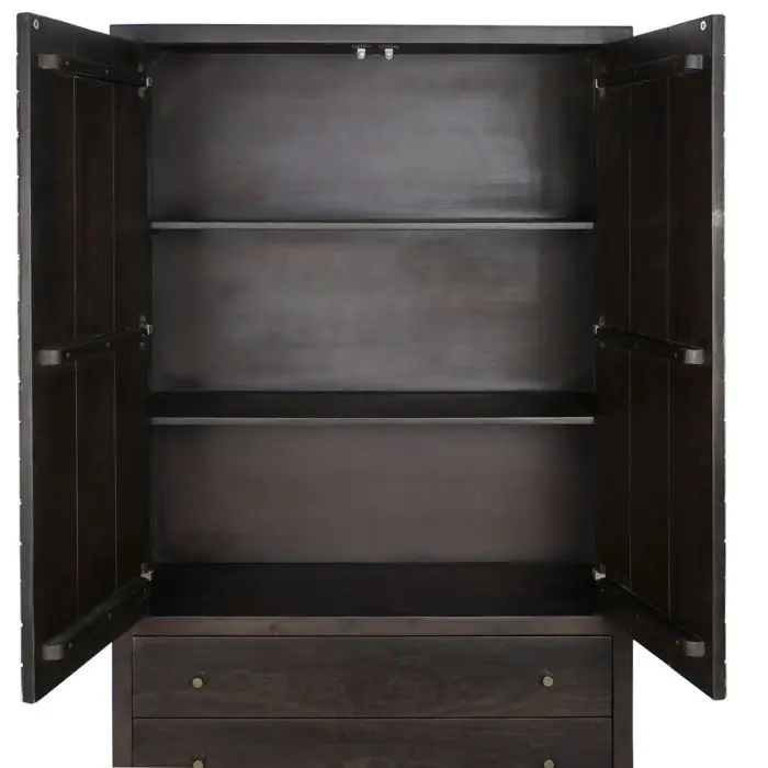 Armario Madera Acacia Metal Marrón Oscuro, 100 Cm
