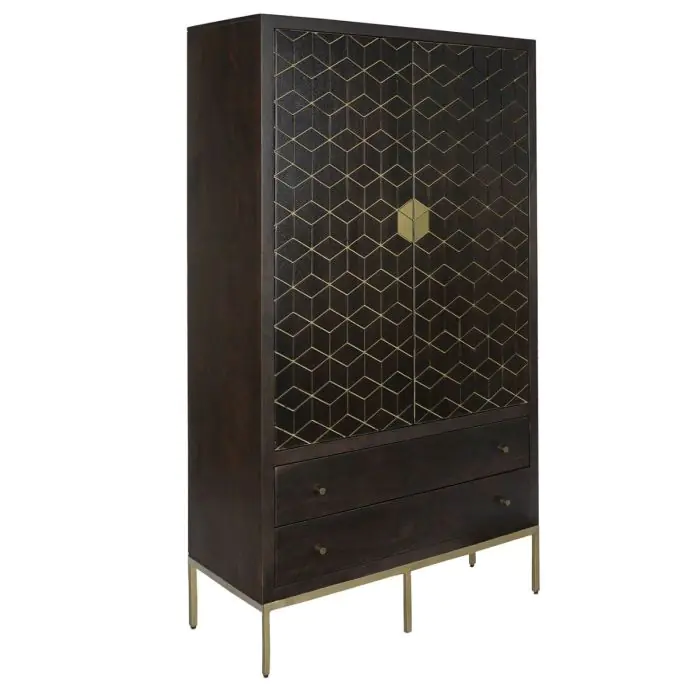 Armario Madera Acacia Metal Marrón Oscuro, 100 Cm