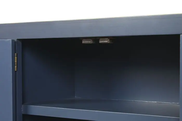Mueble TV Madera Azul Dorado 8 cajones, 130 Cm