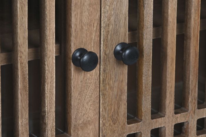 Aparador Madera Natural Rejilla 4 Puertas, 170 Cm