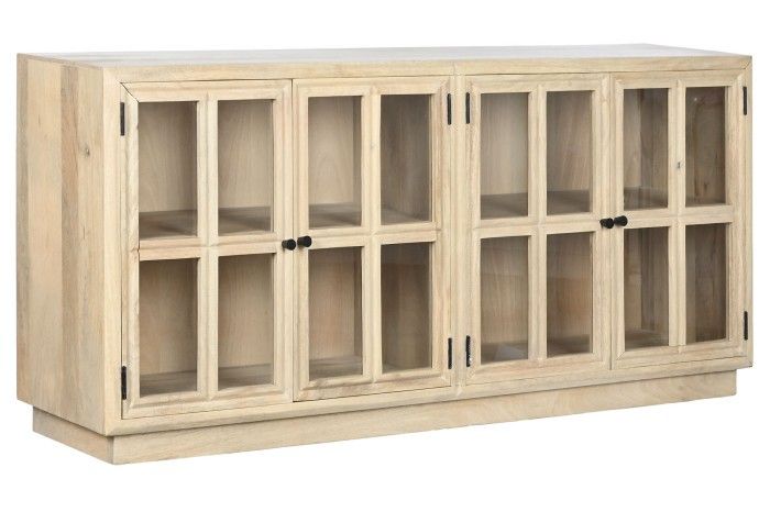 Buffet Vitrina Cristal Madera Mango 170X41X81 Natural