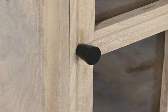 Mesita de Noche Puerta Cristal Madera Mango, 45X35X57 Cm