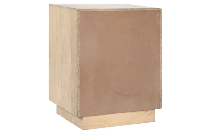 Mesita de Noche Puerta Cristal Madera Mango, 45X35X57 Cm