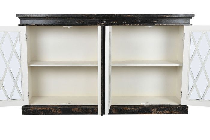 Buffet Madera Cristal 170X40X100 Envejecido Negro