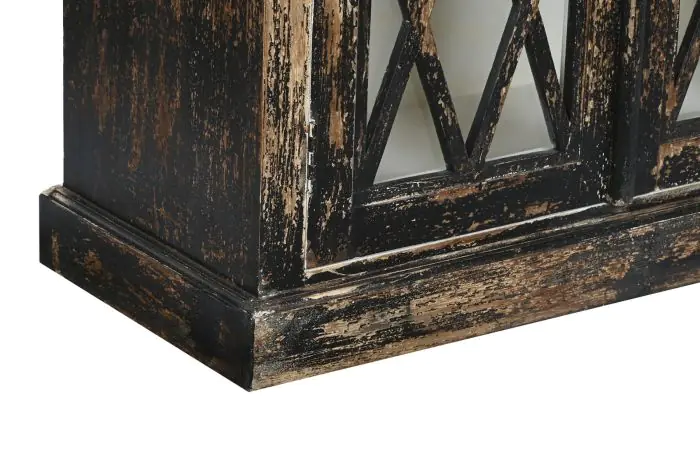 Vitrina Madera Cristal 90X40X183 Envejecido Negro