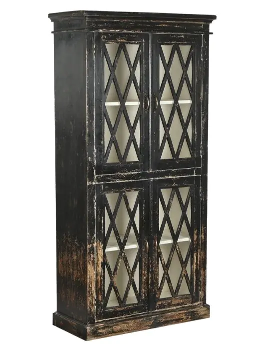 Vitrina Madera Cristal 90X40X183 Envejecido Negro