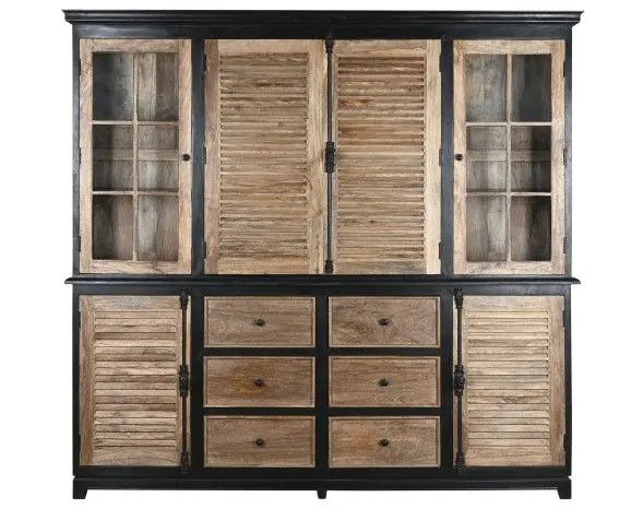 Vitrina Madera Mango Cristal 218X43X203 Negro