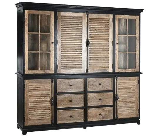 Vitrina Madera Mango Cristal 218X43X203 Negro
