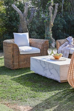 Sillón Jardín Ratán 100X78X68 Cojines Algodón Natural