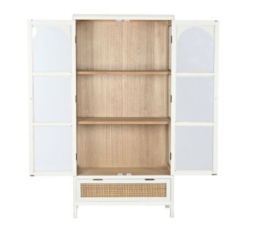 Vitrina Madera Paulownia Ratán 78 X 38 X 158 Blanco