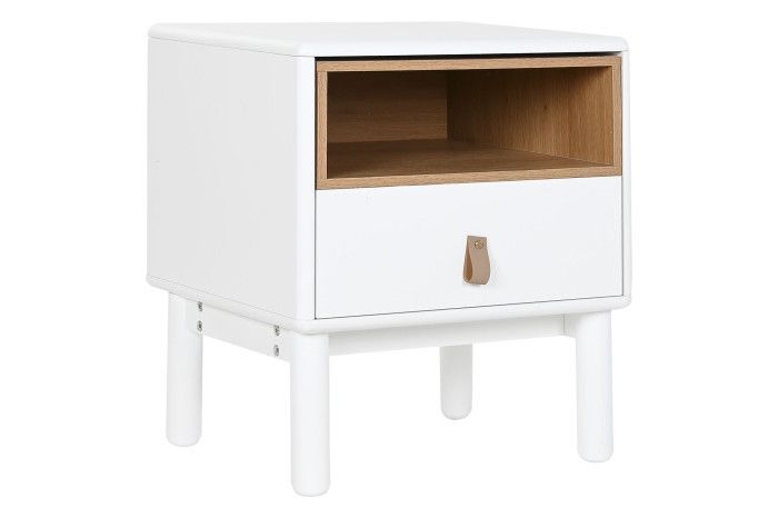 Mesita De Noche Madera Blanco 1 cajón 1 Espacio, 55 Cm