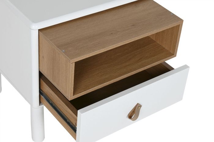 Mesita De Noche Madera Blanco 1 cajón 1 Espacio, 55 Cm