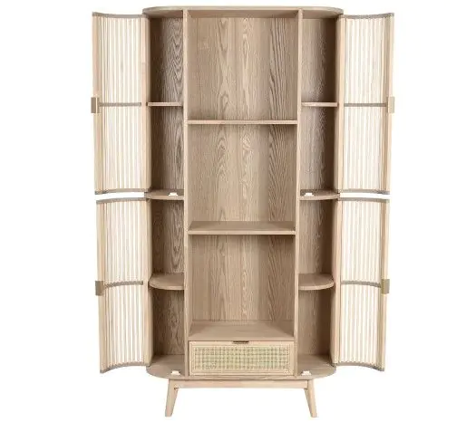 Estantería Ratán Madera Abeto, 88X36X180 Cm