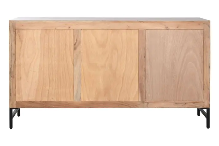 Aparador Madera Tallada natural Hierro 3 Puertas, 145 Cm