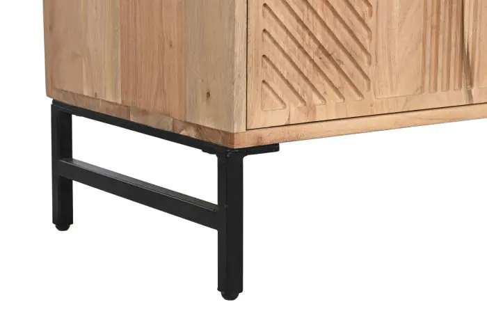 Aparador Madera Tallada natural Hierro 3 Puertas, 145 Cm