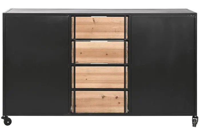 Cajonera Abeto Metal Ruedas, 3 Cajones Numeros, 122,5 Cm