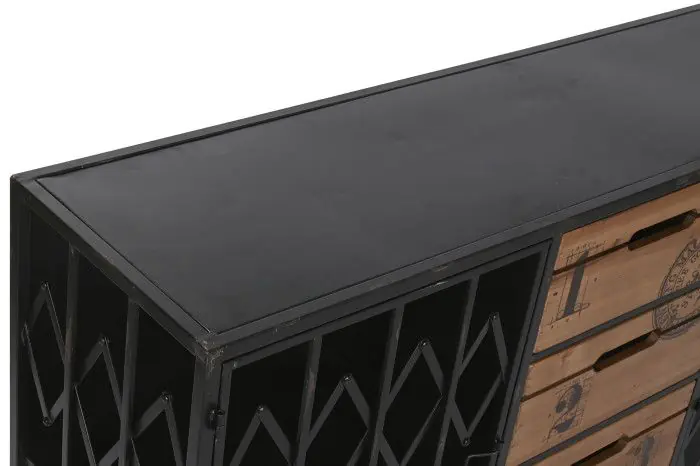 Cajonera Abeto Metal Ruedas, 3 Cajones Numeros, 122,5 Cm