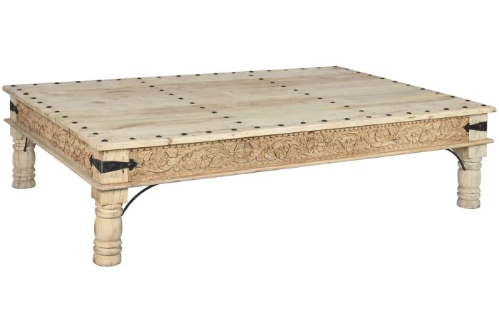 Mesa Centro Madera Tallada 180X120X45 Cm