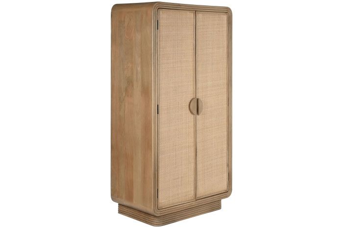 Armario 2 Puertas Madera Ratán, 100X55X190 Cm