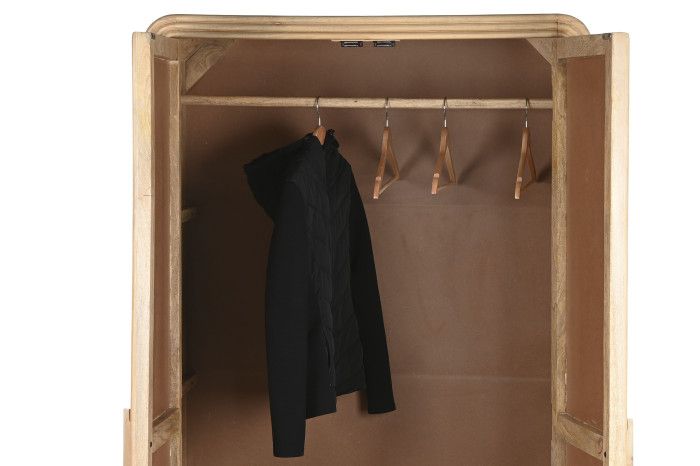 Armario 2 Puertas Madera Ratán, 100X55X190 Cm